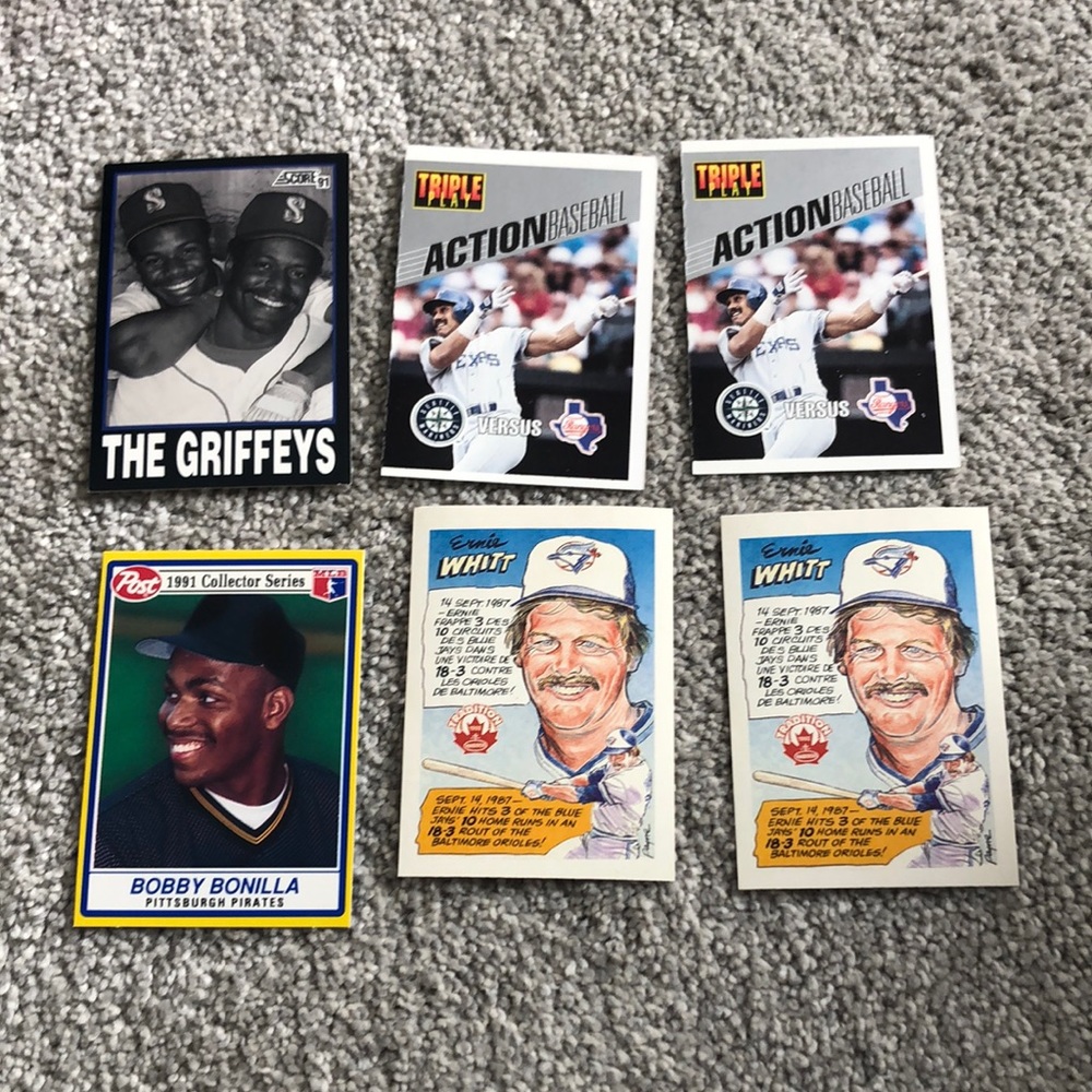 💕 6 1990s baseball cards